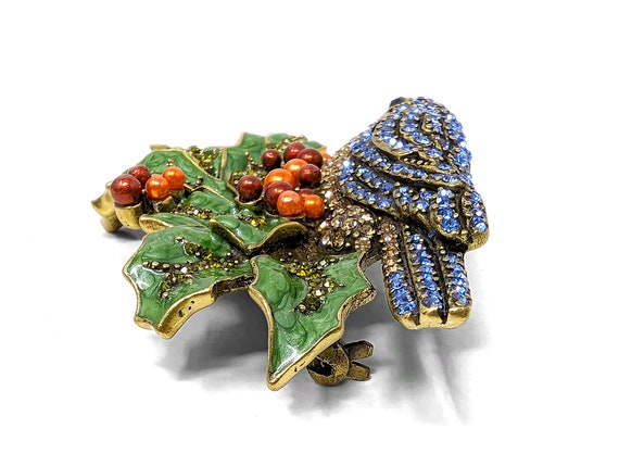 MASSIVE HEIDI DAUS "Bough of Holly" Brooch - Pave… - image 6