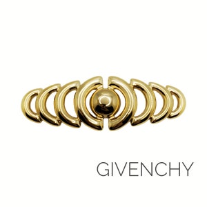 1980s Signed GIVENCHY Large Gold Plated Modernist Bar Brooch - Designer Luxury Brand Costume Jewelry Collectible Givenchy Paris New York