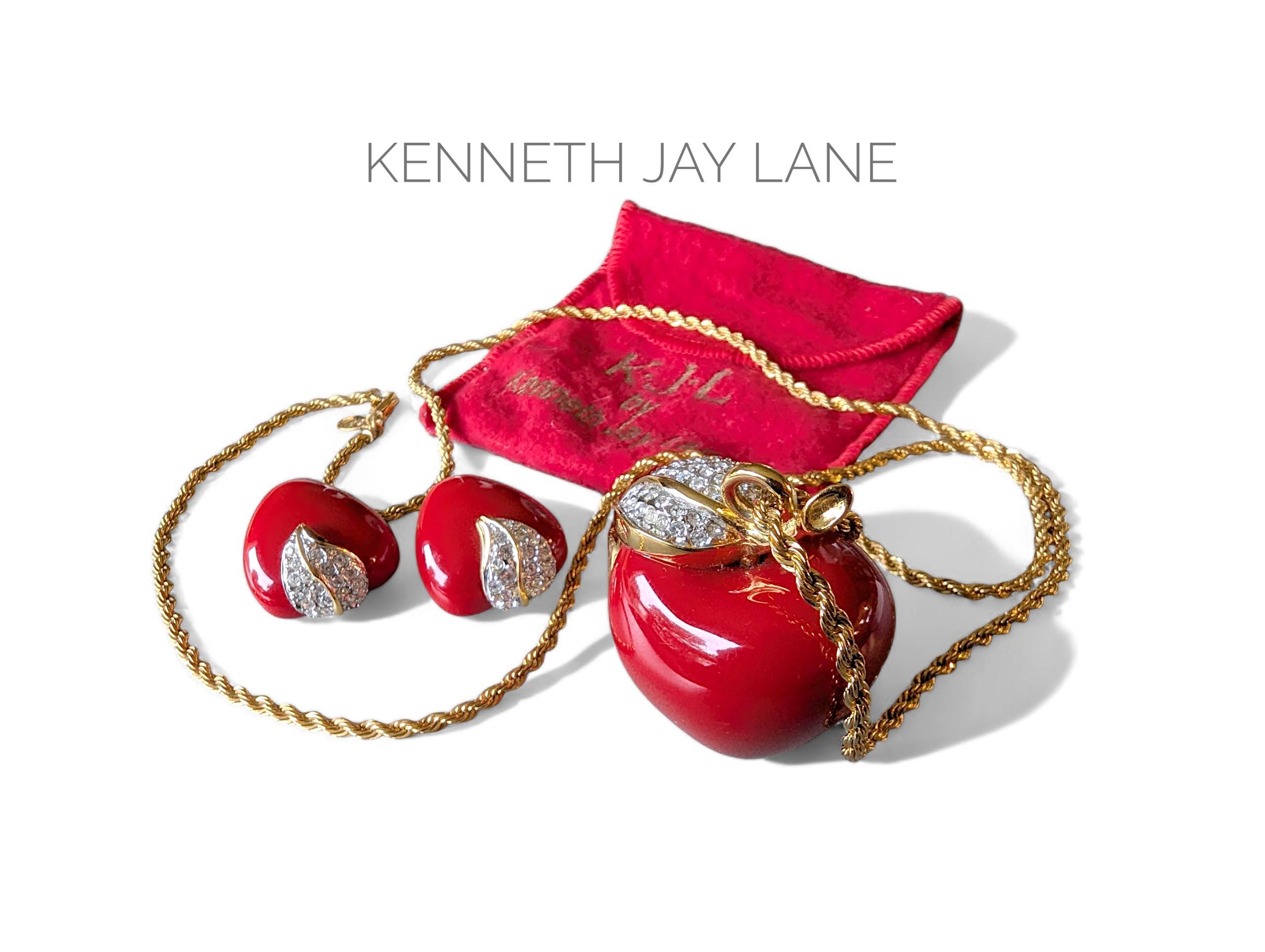 【Kenneth Jay Lane】Apple Charm Keychain アップルチャーム Kjl Apple Necklace - Etsy