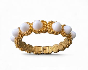 MAGNIFICENT 1940s CINER Gold Gilt & Crystal Articulating Bracelet