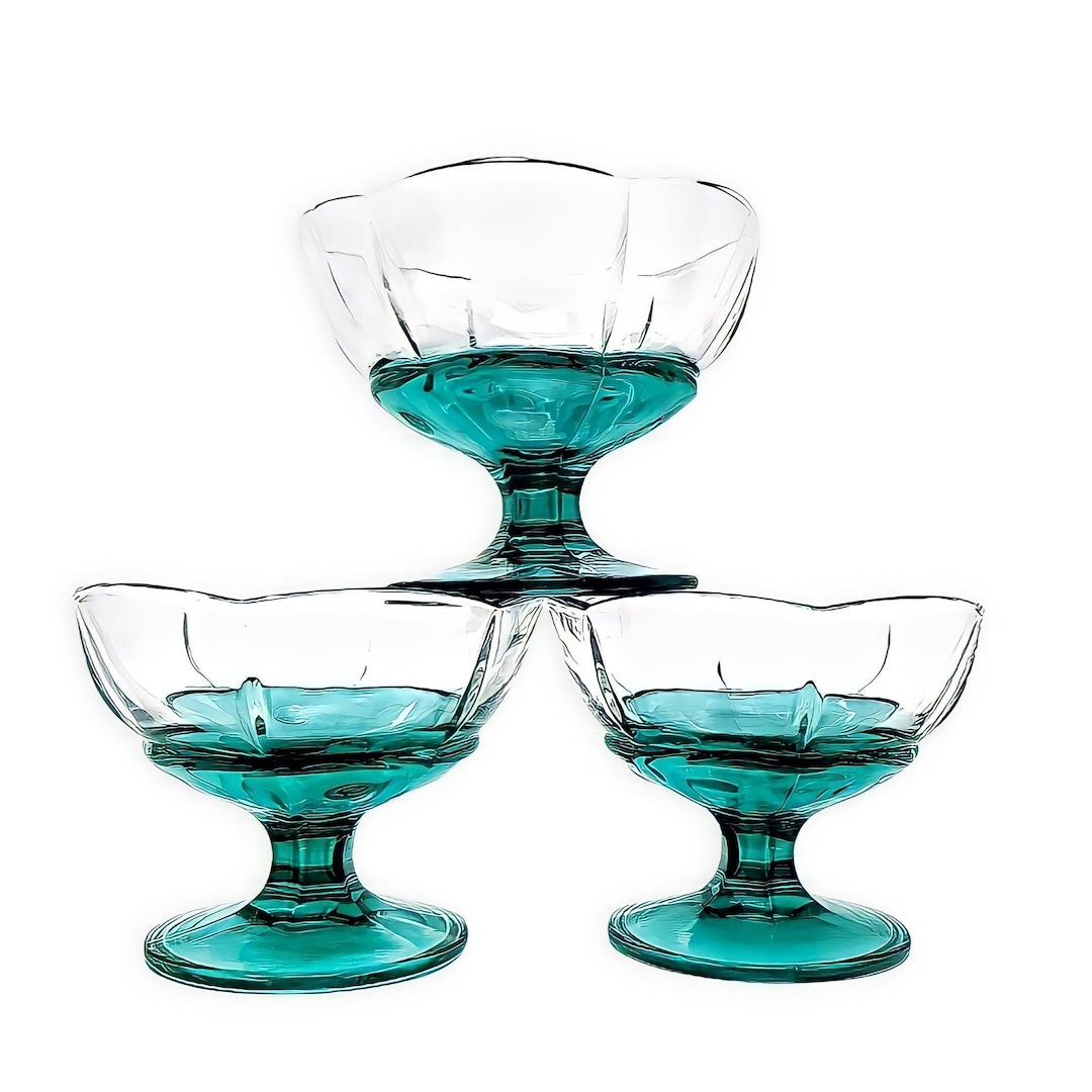 Trío de platos de postre Pasabahce turcos antiguos de vidrio