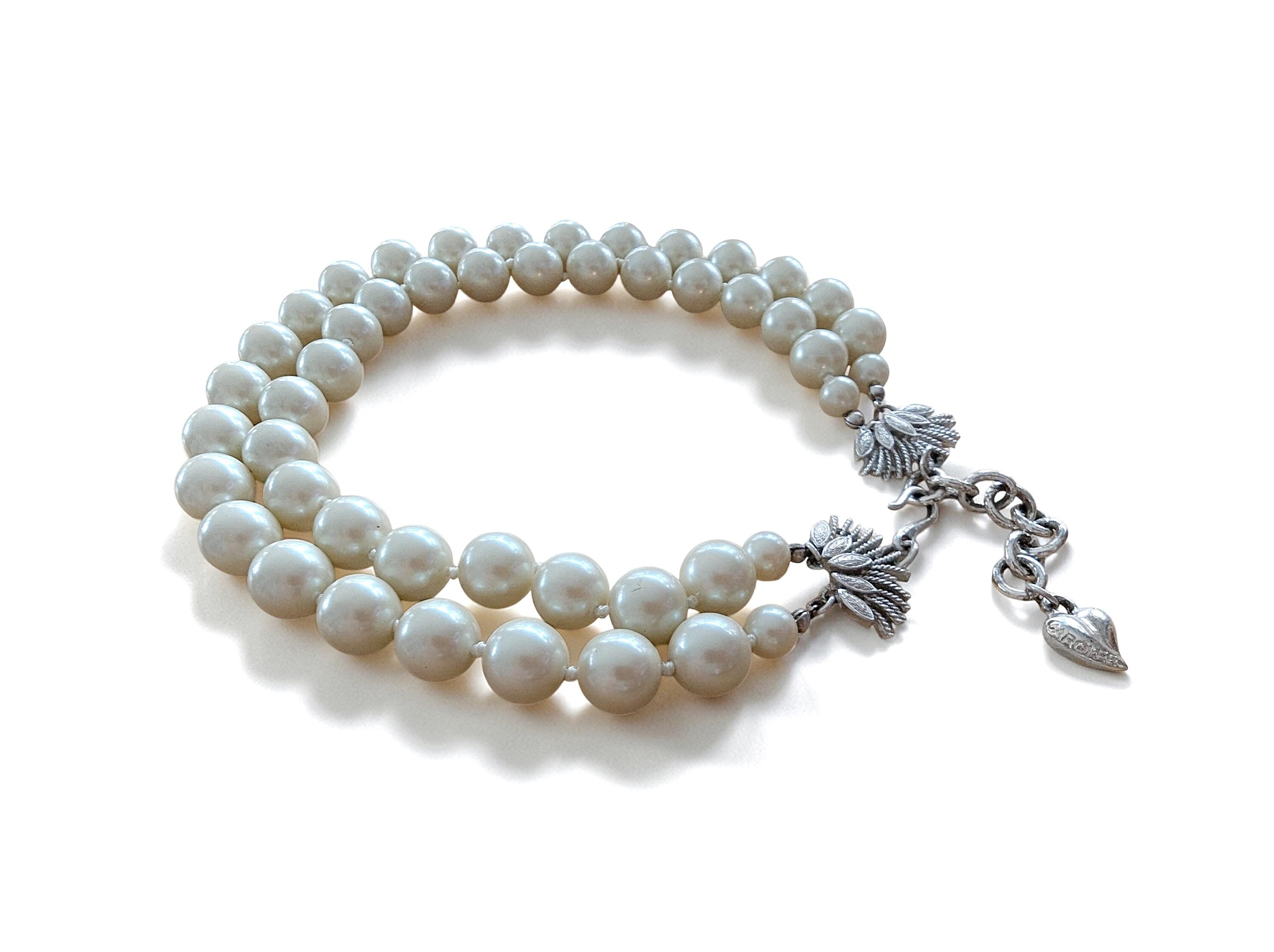 Signed CAROLEE 110g Double Strand Pearl Choker | Huge 12mm Glass
