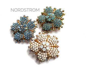 You Choose - 3 Gorgeous LG Pastel Unsigned Nordstrom Swarovski Crystal Rhinestone Flowers Brooches - Use a Discount Code to Buy Multiples!