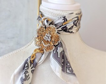 Broche Fleur En Or Jaune 18 Carats Filigrané - Occasion - Bijou Vintage