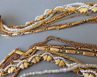 Vintage Miriam Haskell Multi-strand Necklace: Baroque Pearl