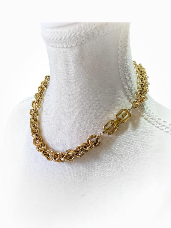 Vintage GIVENCHY Triple Link Chunky Chain Necklace | 1980s 18