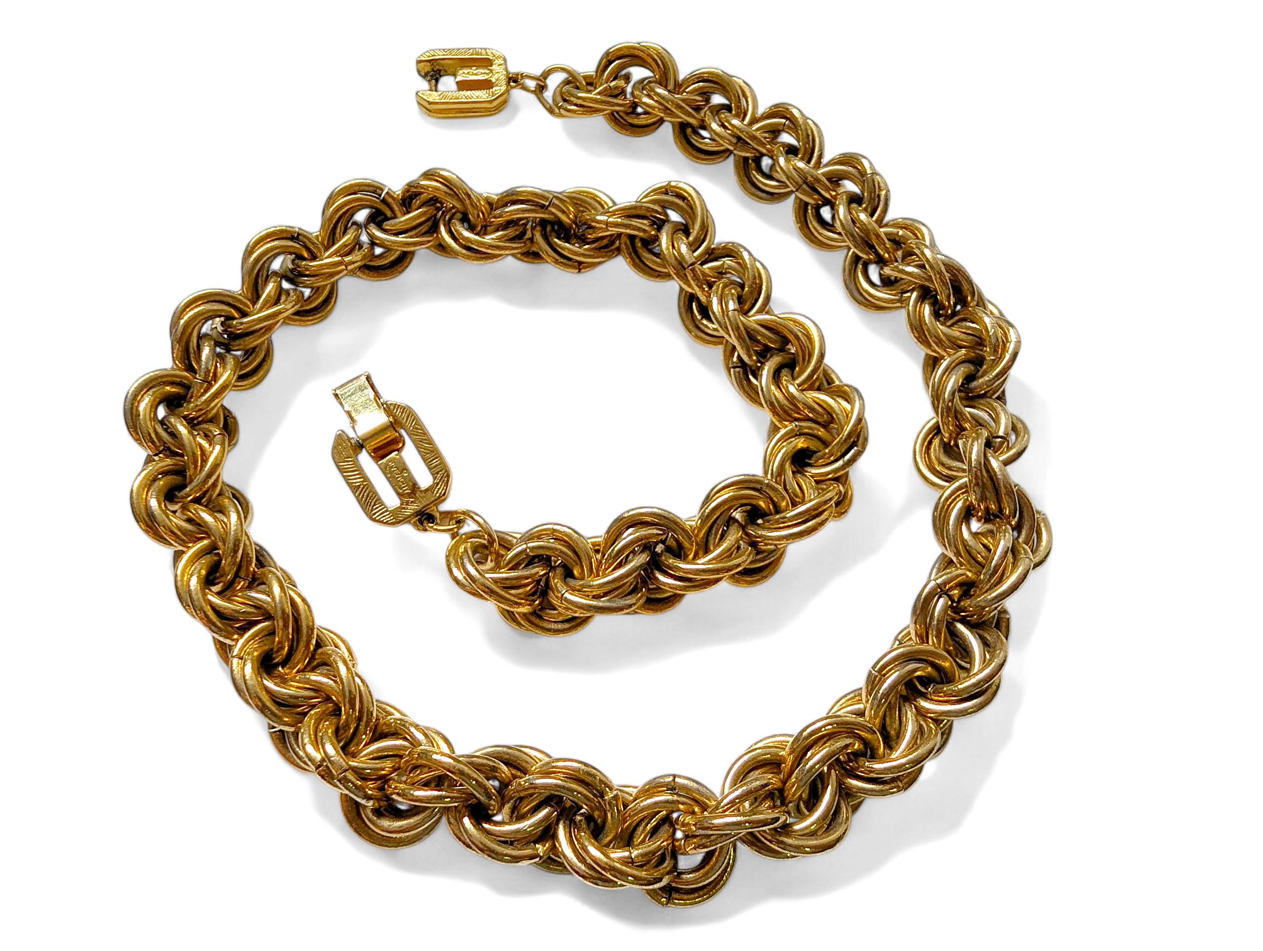 Vintage GIVENCHY Triple Link Chunky Chain Necklace | 1980s 18