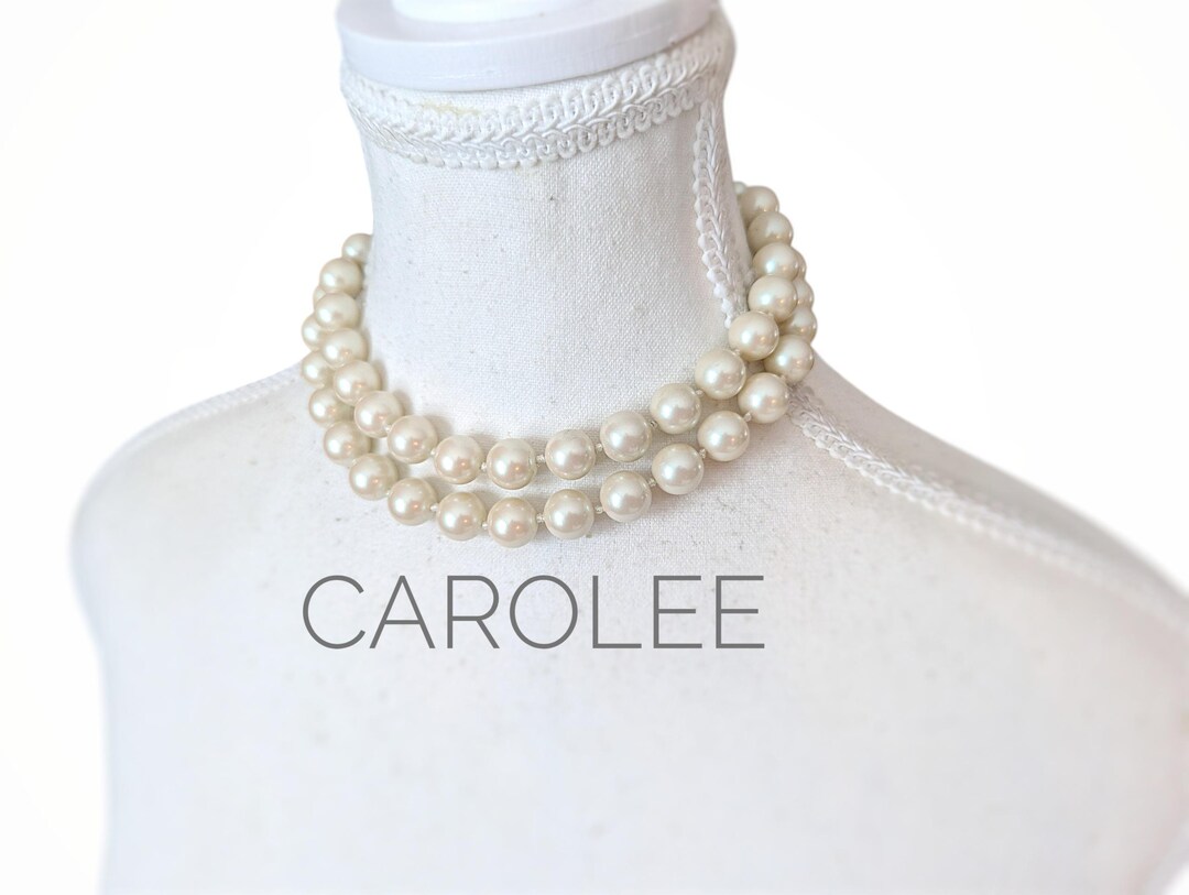 Signed CAROLEE 110g Double Strand Pearl Choker | Huge 12mm Glass