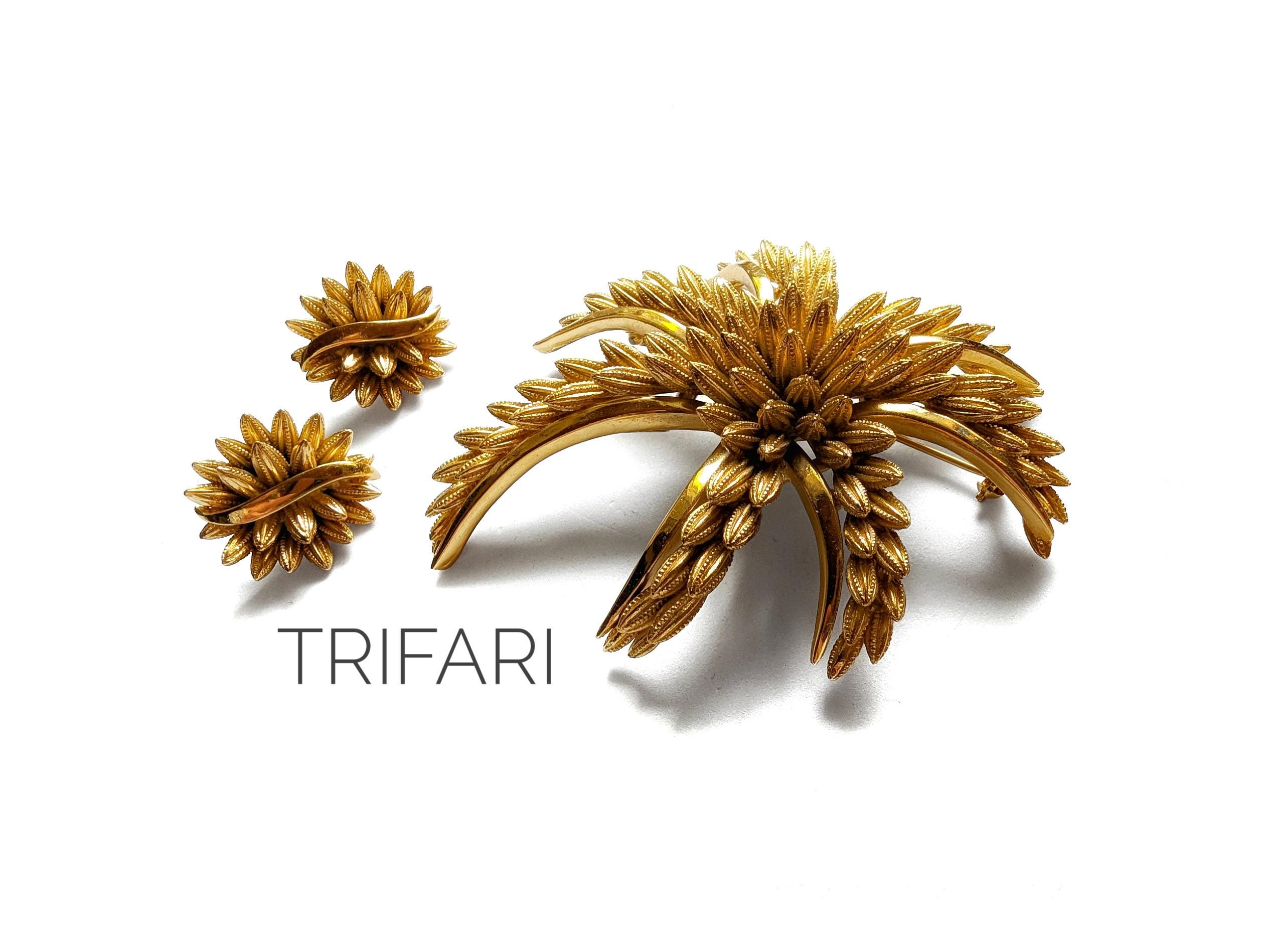ヴィンテージ TRIFARI スターバースト ブローチ＆クリップオン