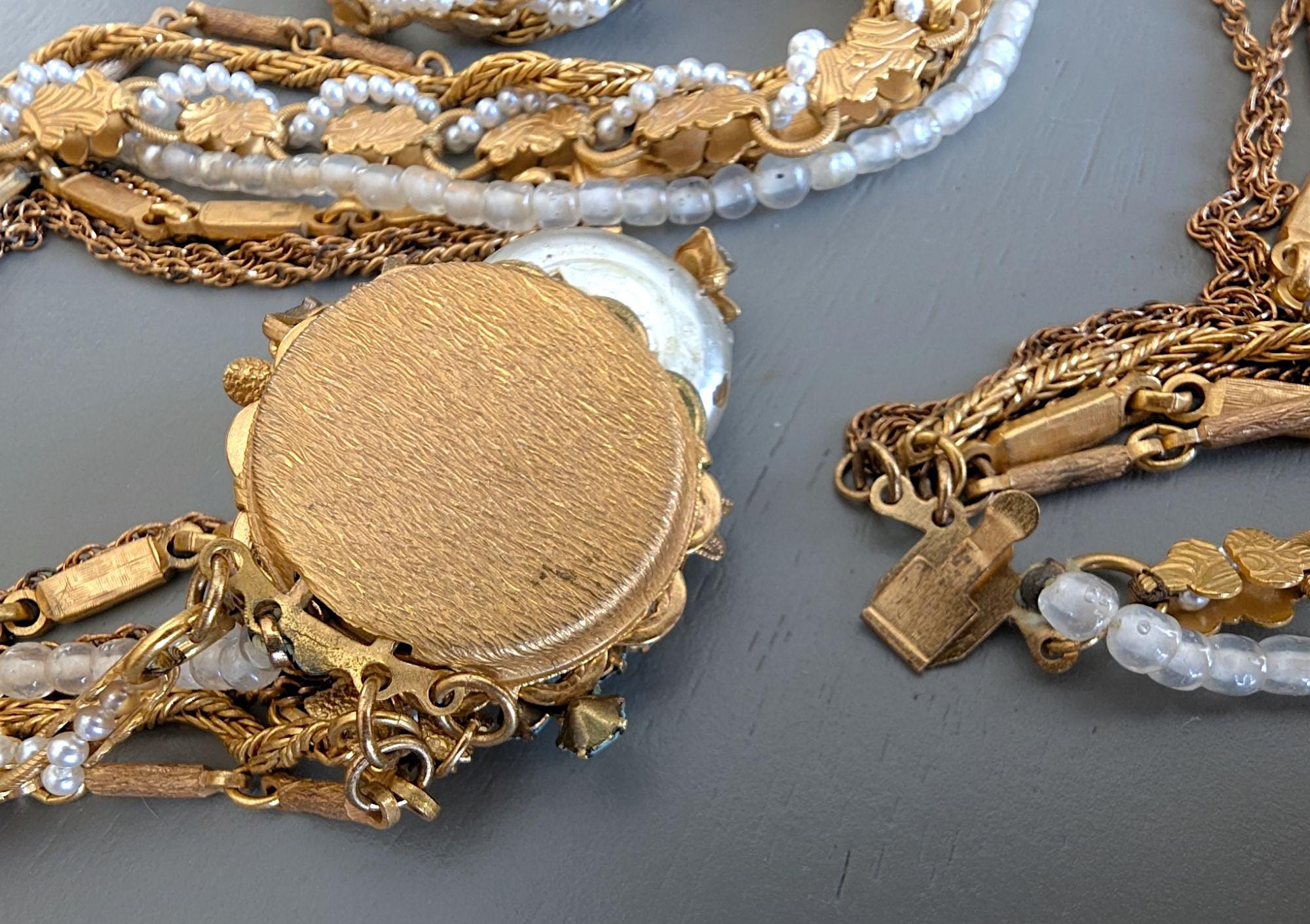 Vintage Miriam Haskell Multi-strand Necklace: Baroque Pearl