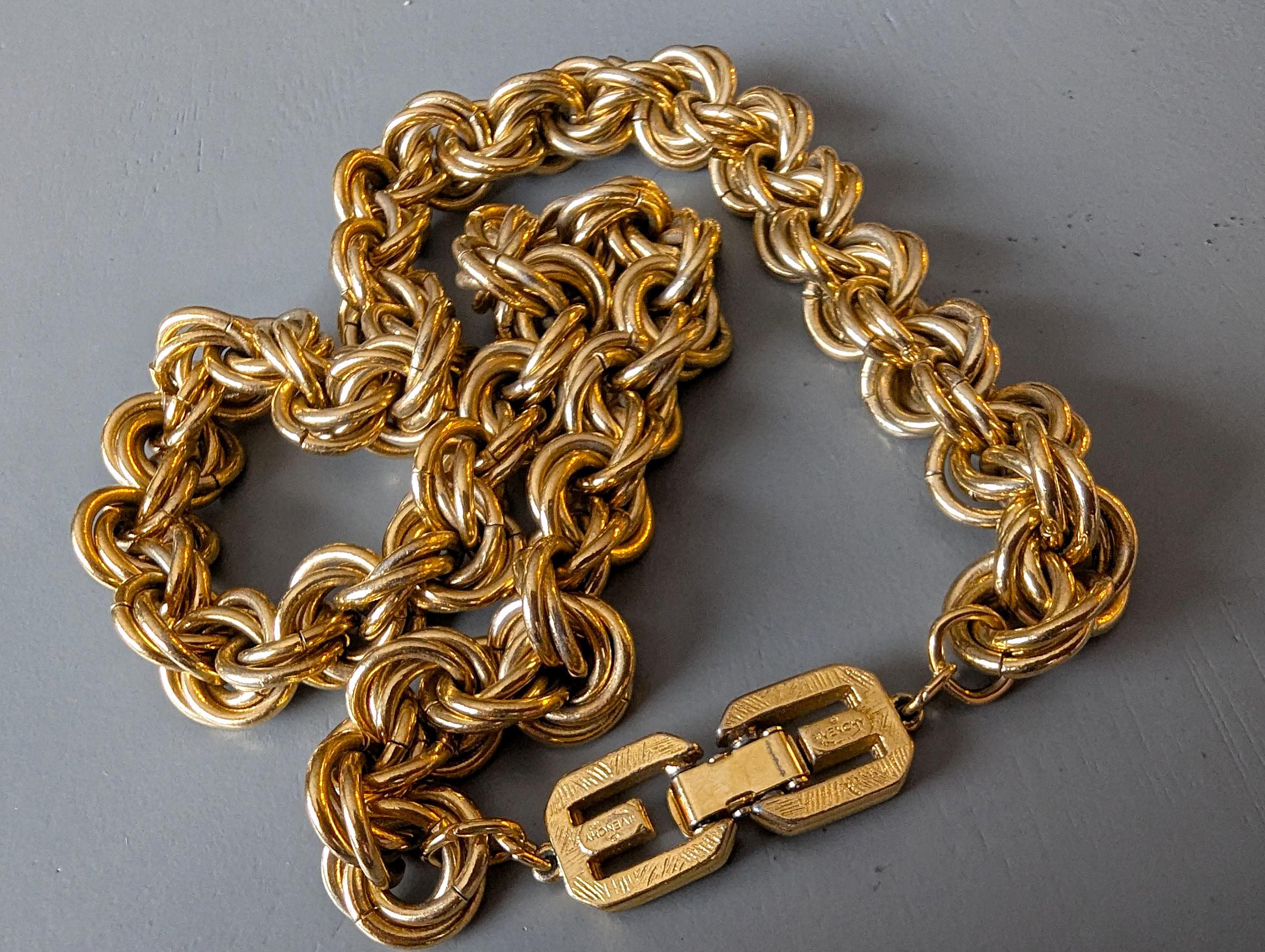 Vintage GIVENCHY Triple Link Chunky Chain Necklace | 1980s 18