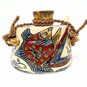 Vintage Okinawa Tsuboya-ware Dachibin Sake Flask: Japanese Pottery