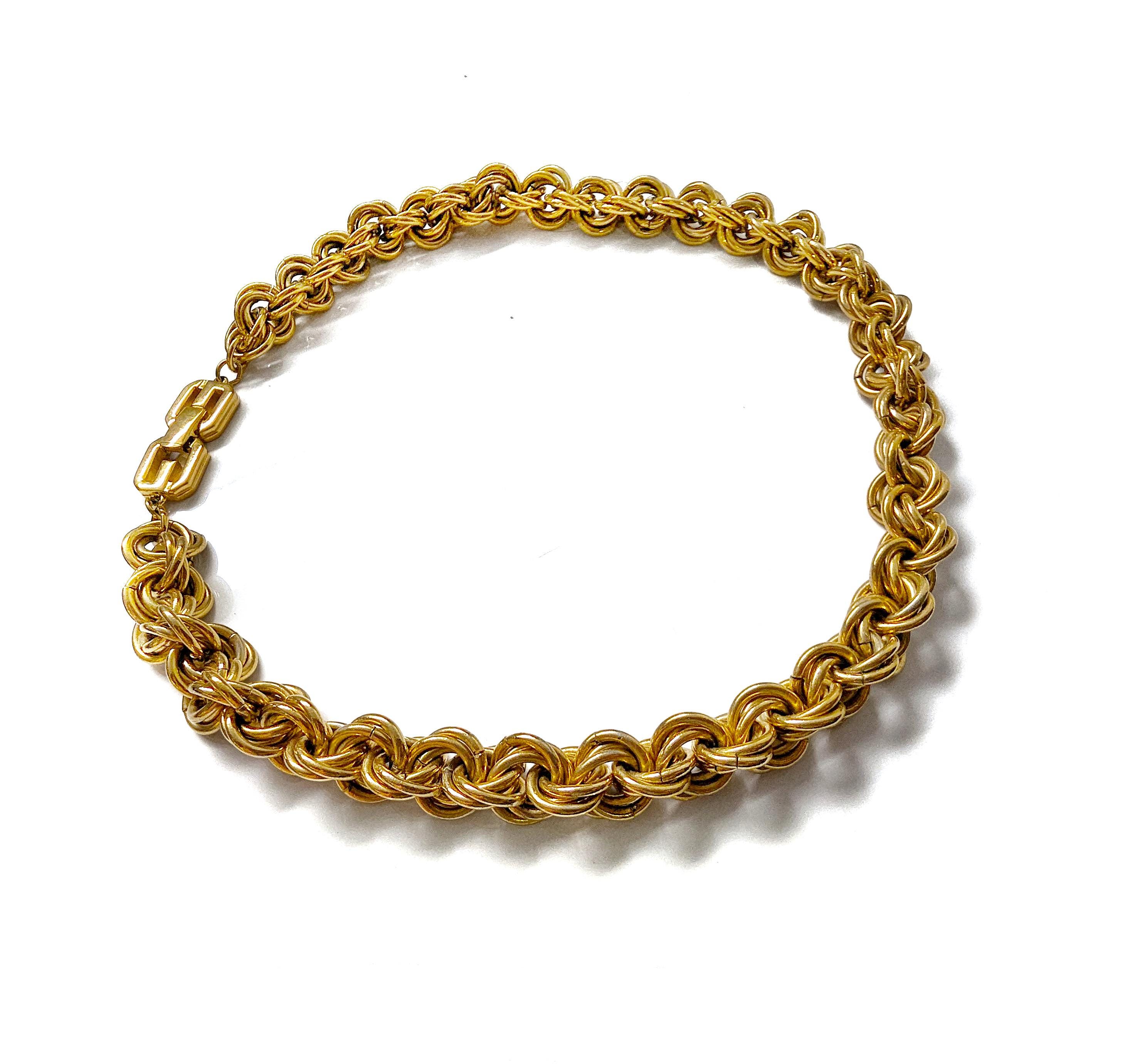 Vintage GIVENCHY Triple Link Chunky Chain Necklace | 1980s 18