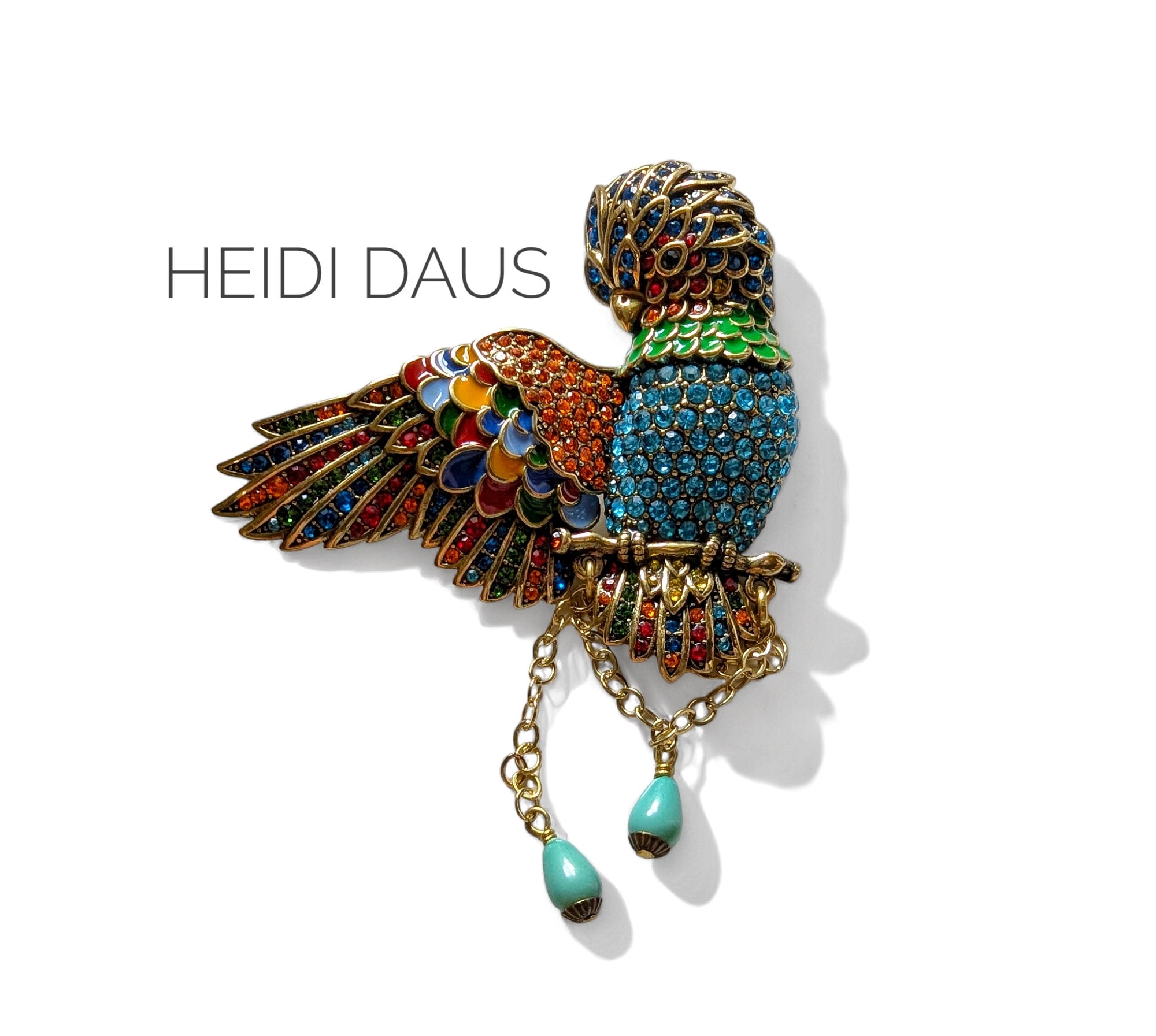 Heidi Daus 'Wingin' It' Pin Cockatoo Parrot Brooch - Bird Lover Jewelry