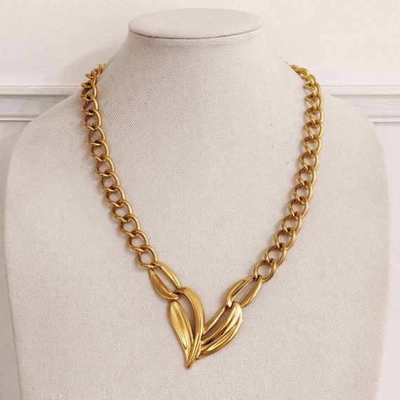 VTG Modernist NAPIER Gold-Plated Chunky Link Hear… - image 3