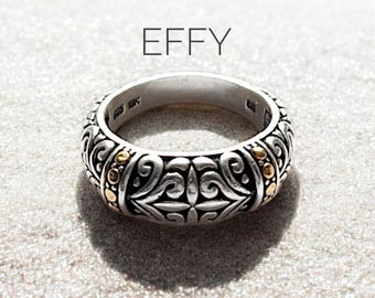 専用9166 EFFY エフィ　リング　18k 925シルバー　約14-15号 925 Silver & 18K Gold Espresso Diamond Ring – effyjewelry.com
