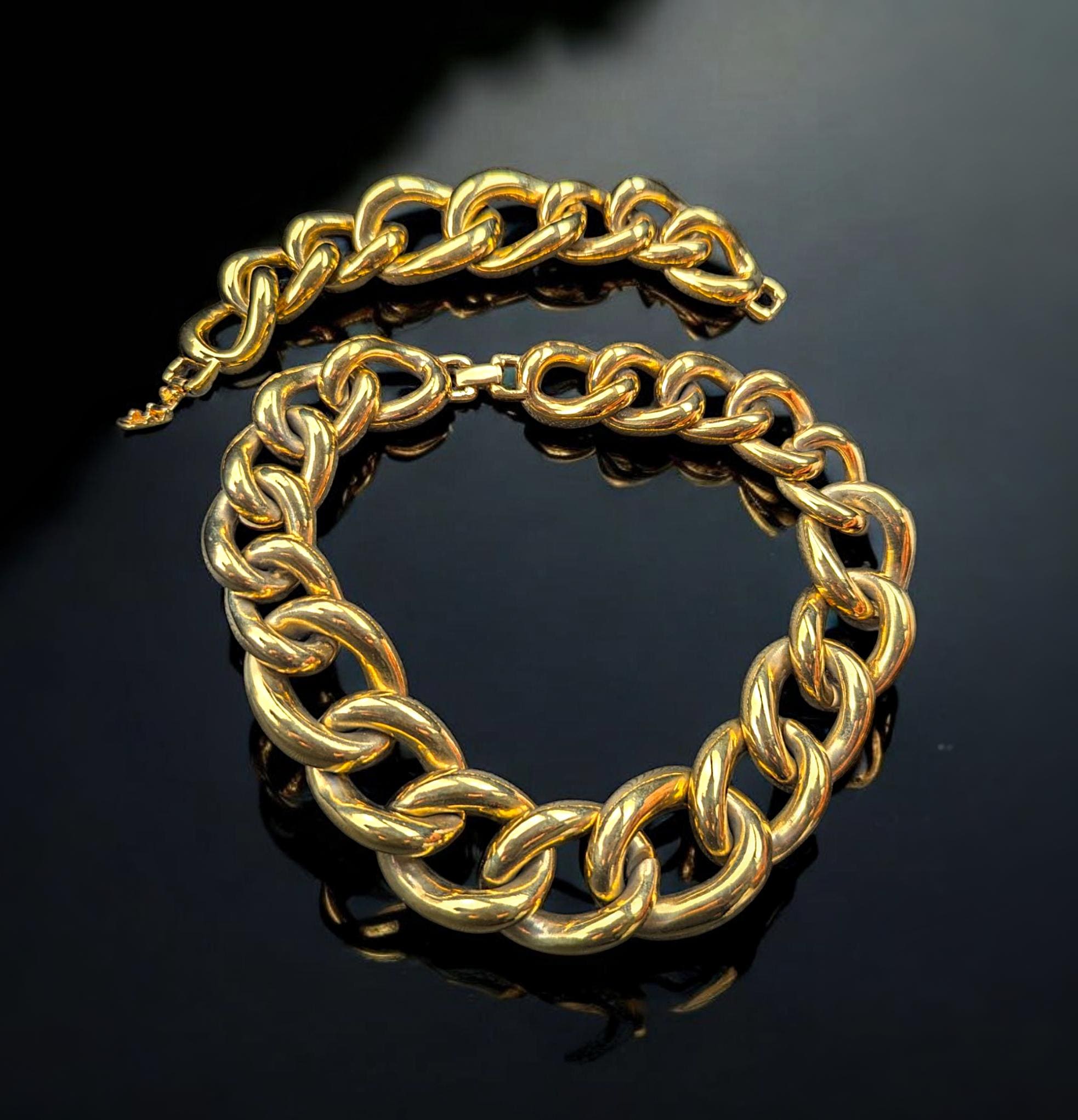 Vintage Givenchy Oscar De La Renta Gold Chain Necklace Bracelet