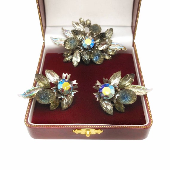 STUNNING 50s JUDY LEE Brooch & Earring Demi Parur… - image 1