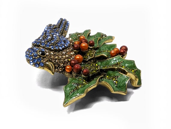 MASSIVE HEIDI DAUS "Bough of Holly" Brooch - Pave… - image 4