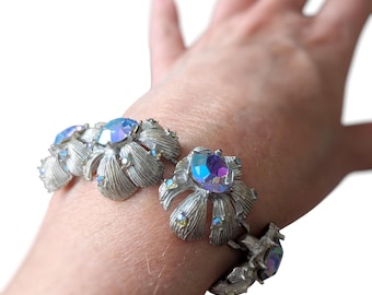 MAGNIFICENT 1940s CINER Gold Gilt & Crystal Articulating Bracelet