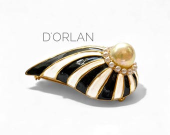 D'Orlan ヴィンテージブローチ ゴールドカラー 紫石 D'Orlan ヴィンテージ ボウブローチ、22Kゴールドメッキ