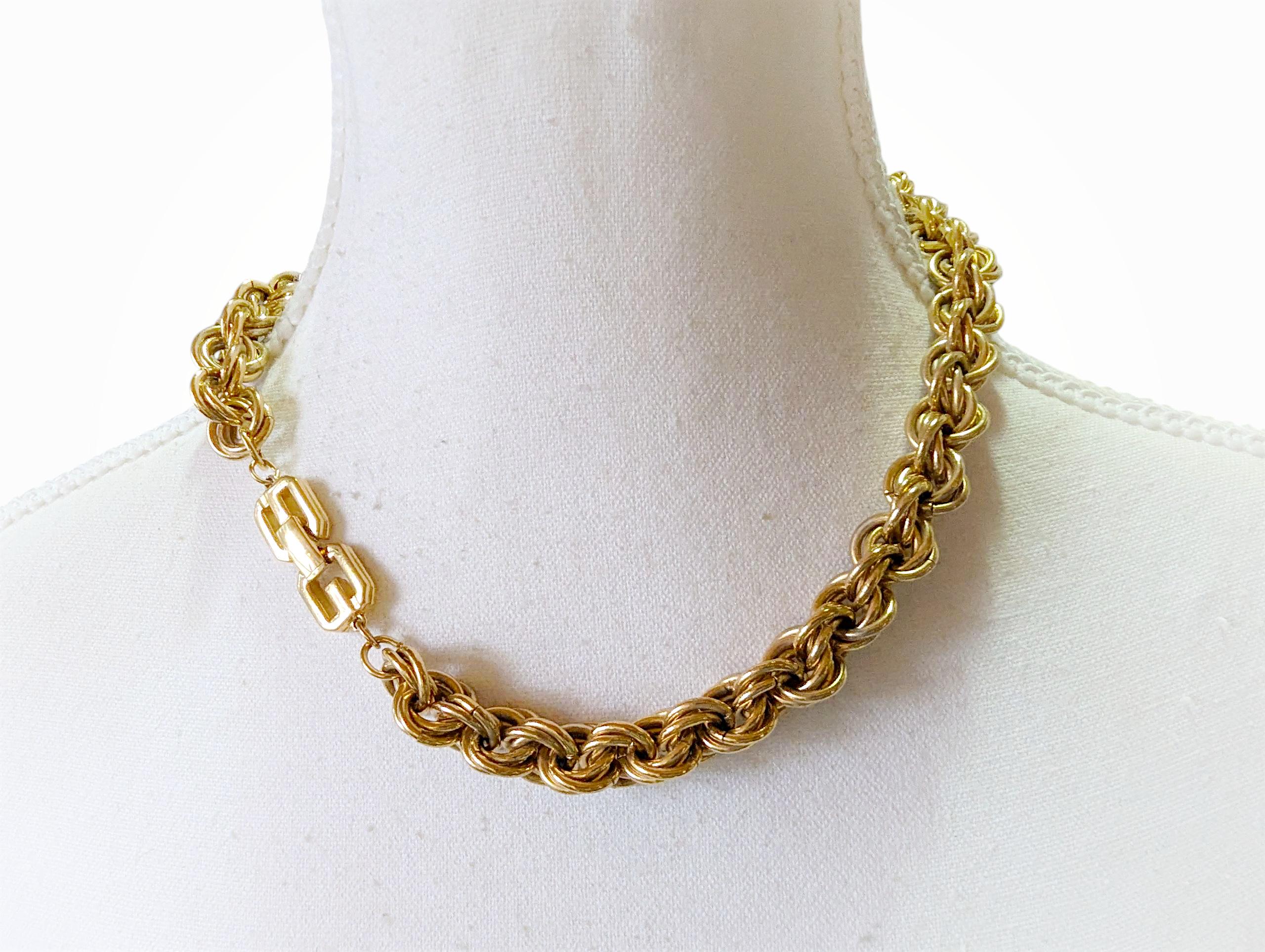 Vintage GIVENCHY Triple Link Chunky Chain Necklace | 1980s 18