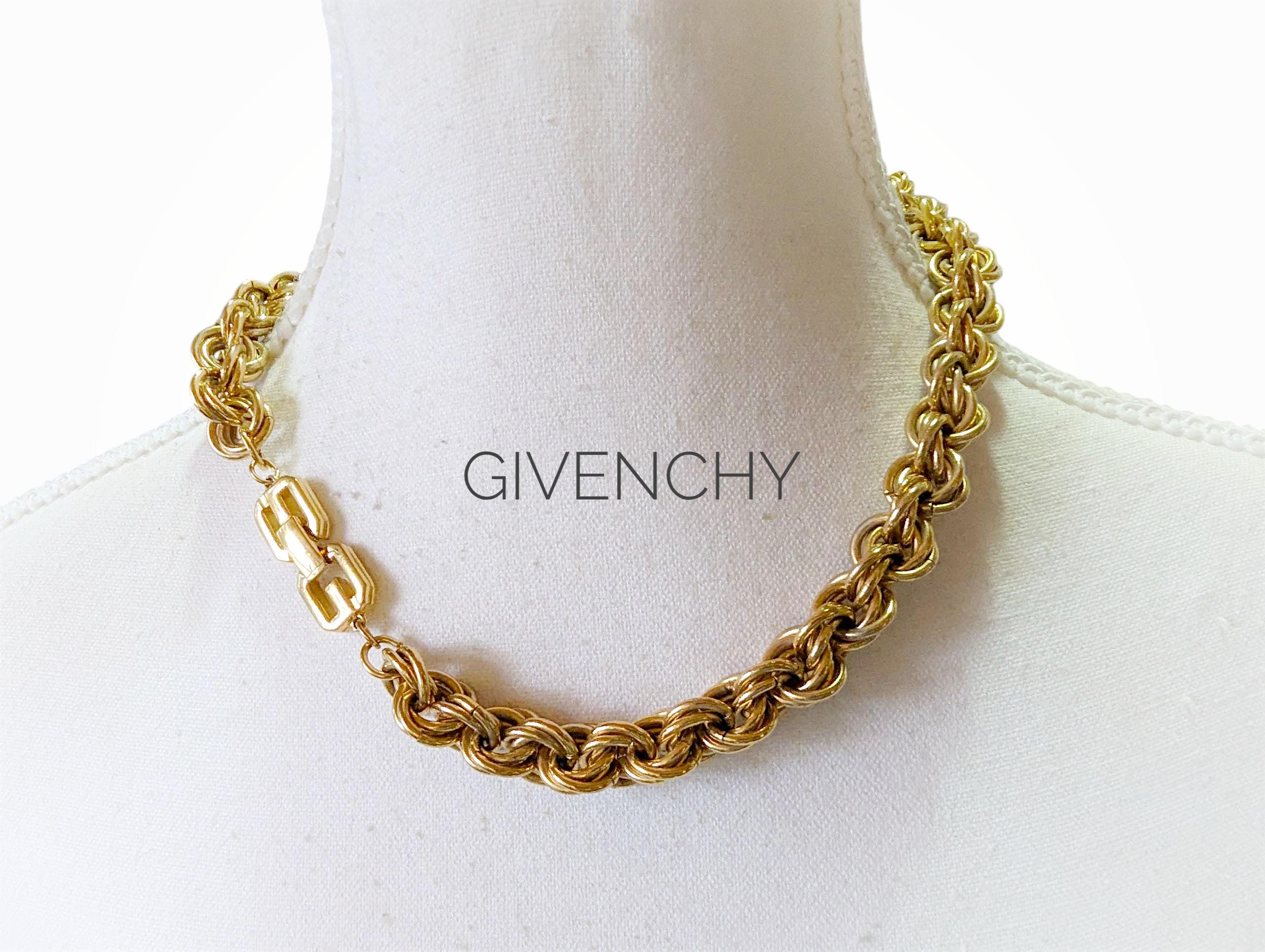 Vintage GIVENCHY Triple Link Chunky Chain Necklace | 1980s 18