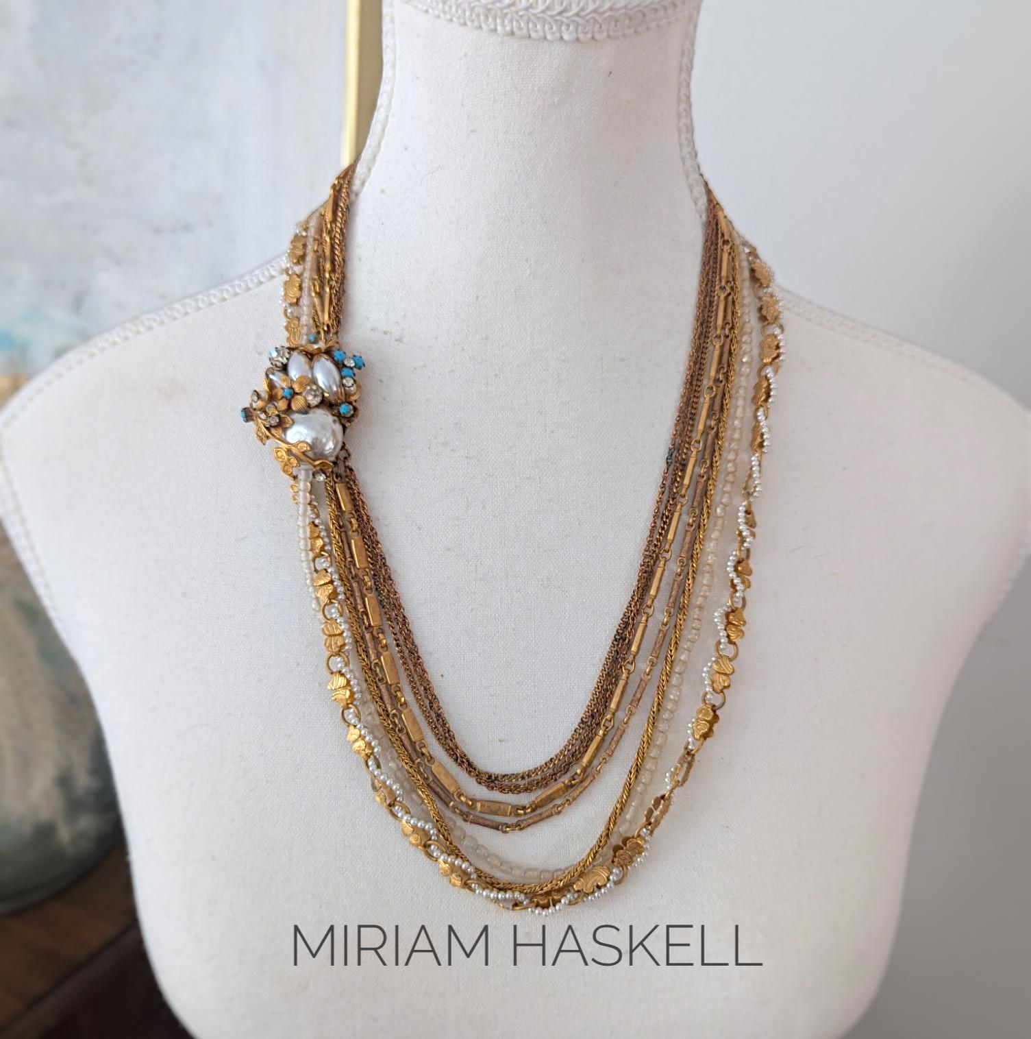 希少Miriam　haskellビンテージブレス Vintage Miriam Haskell Multi-strand Necklace: Baroque Pearl