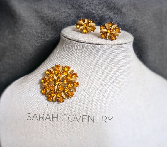 Gorgeous 1950s Sarah Coventry Light Topaz Rhinest… - image 1