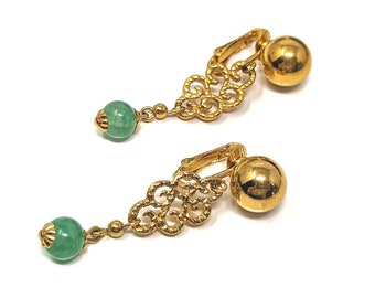 Aretes colgantes o colgantes con cuentas hechos a mano, chapados en oro 22 con componentes Vintage D'ORLAN