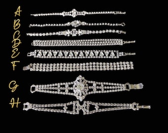 Vintage Rhinestone Bracelet: 1940s-50s Bridal Wedding Jewelry