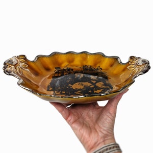 Antique Ridgways Collectible Sepia Transferware Handled Dish &quot;Taking up the Mails&quot; -  Collectible Pate &quot;Coaching Days & Coaching Ways&quot;
