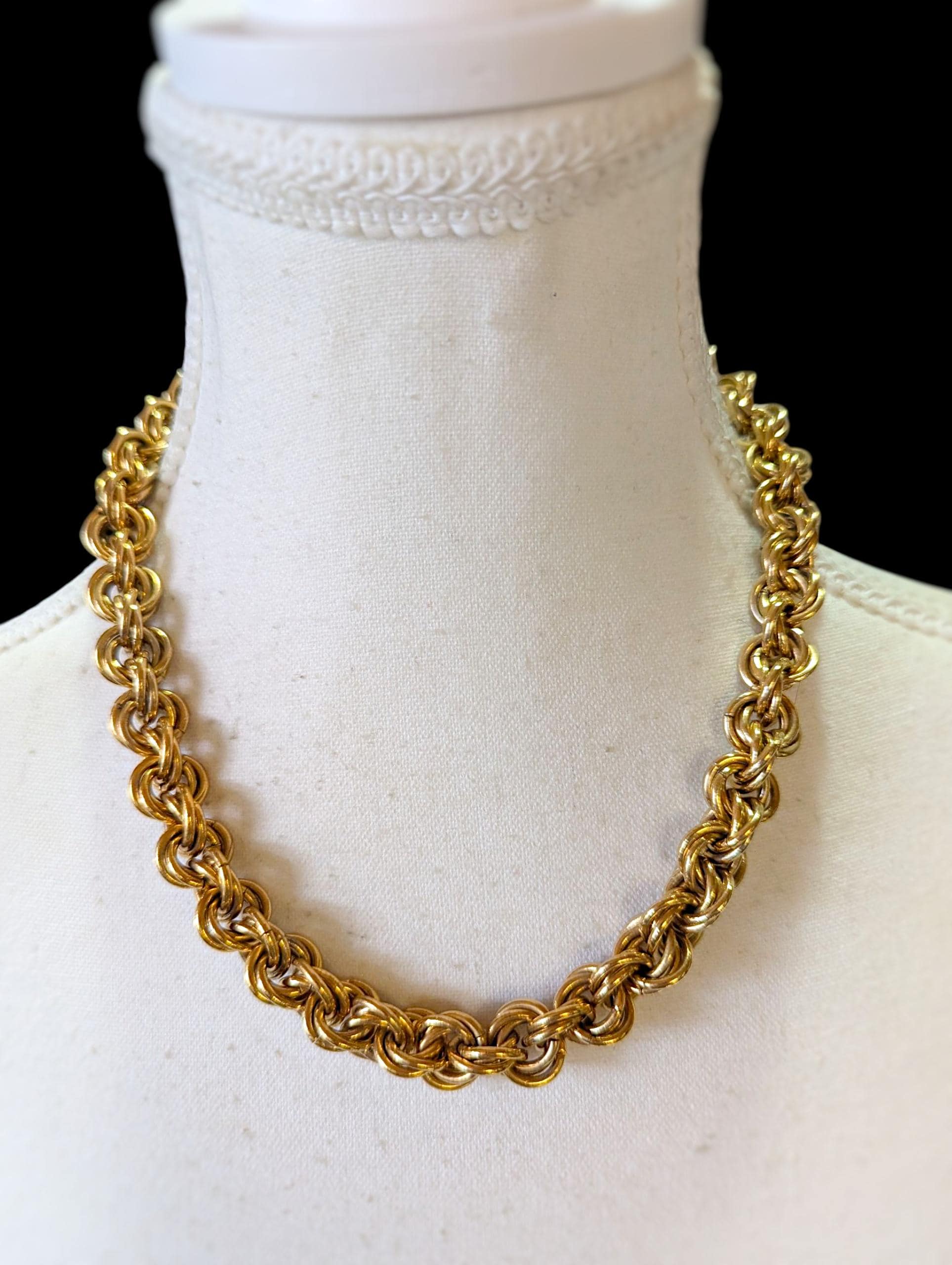 Vintage GIVENCHY Triple Link Chunky Chain Necklace | 1980s 18