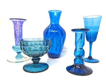 Vintage BLUE ART Glass Collectibles - Buy Individually or 2+ Using Discount Code in Description - MCM Home Accent Decor - Display Glass