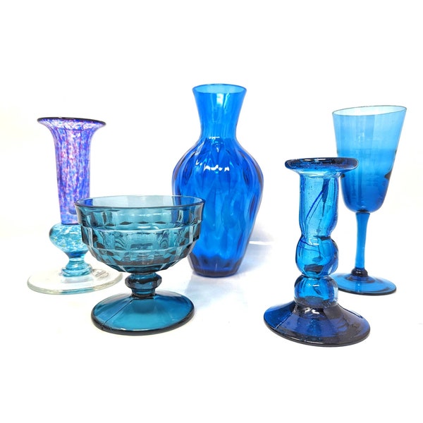 Vintage BLUE ART Glass Collectibles - Buy Individually or 2+ Using Discount Code in Description - MCM Home Accent Decor - Display Glass