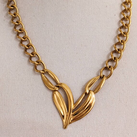 VTG Modernist NAPIER Gold-Plated Chunky Link Hear… - image 4