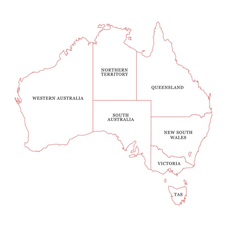 Australia Vector Map, States & Territories, Editable, Eps, Svg Files ...