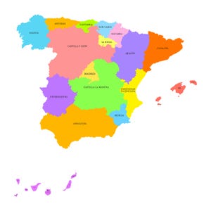 Spain Map Vector, Regions of Spain, Editable Map, Mapa De Español ...