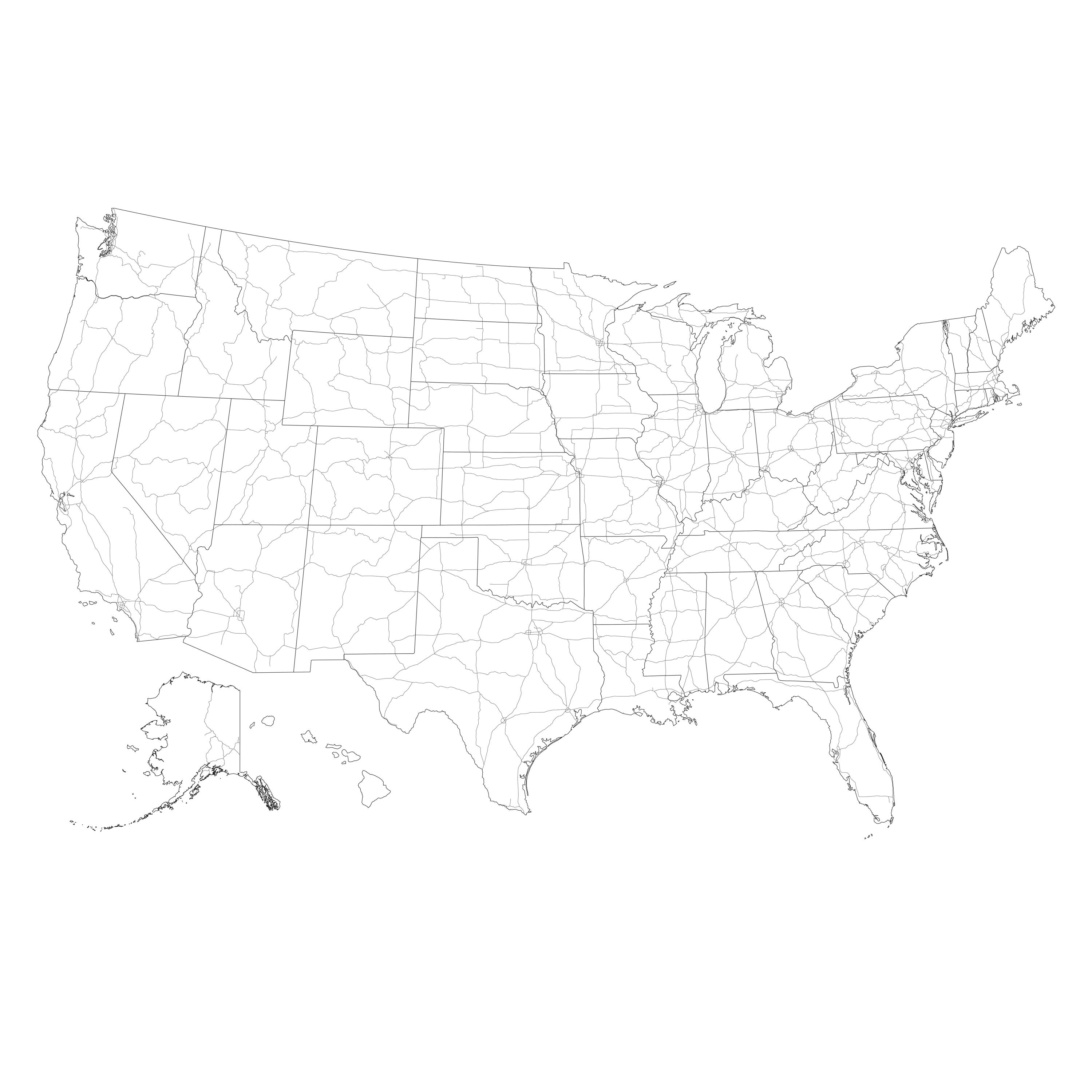 Usa Vector Map, United States Outline With States, Editable File for ...