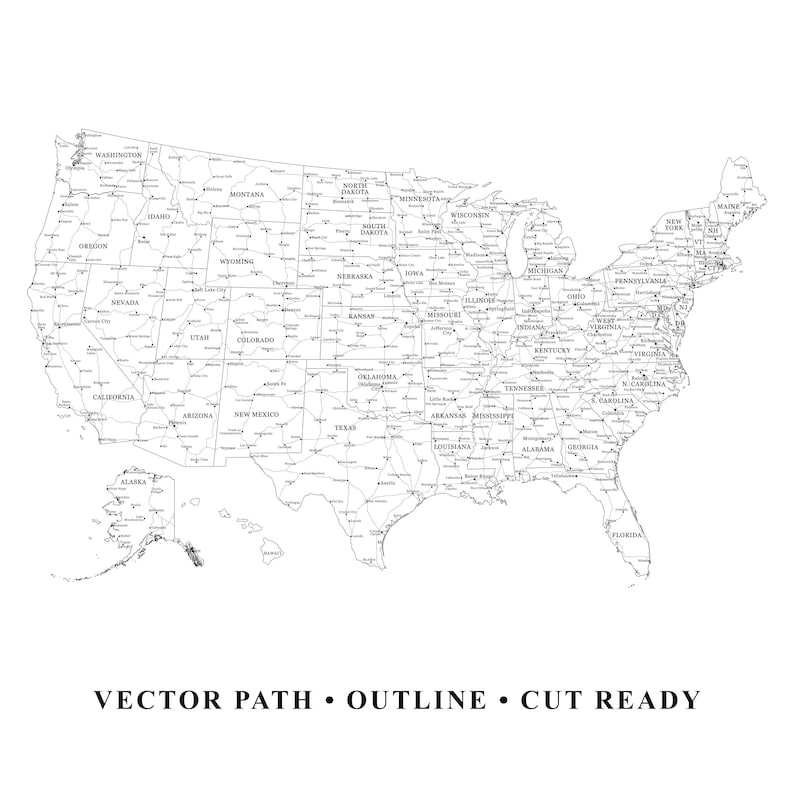 Usa Vector Map, United States Outline With States, Editable File for ...