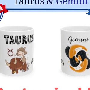 Taurus Gemini Cusp Horoscope Mug | Zodiac Coffee Cup | Customizable Astrology Gift