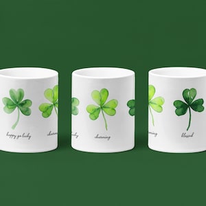 St. Patrick&#39;s Day Ceramic Mug: Lucky Clover Shamrock Coffee Cup