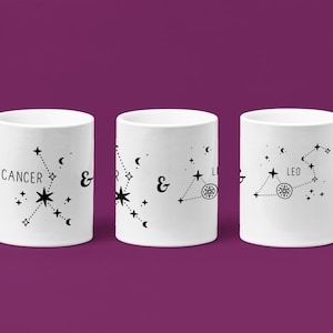 Celestial Ceramic Mug, Astrological Coffee Cup, Horoscope Gift, Star Sign Lover&#39;s Mug, Constellation Decor, Unique Zodiac Present