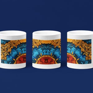 Vibrant Geometric Ceramic Mug with Floral Design - Perfect Gift for Coffee Lovers, Home Decor, Kitchen Accessories, Art Enthusiasts, [...]
