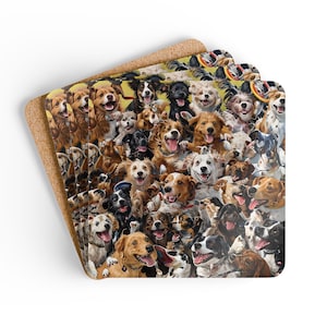 Corkwood Dog Coaster Set, Pet Lover Gift, Dog-Themed Home Decor, Animal Lover Accessories, Fun Drinking Coasters, Unique Housewarming Gift