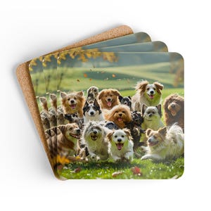 Dog Lover Cork Coaster Set | Cute Pet Home Decor, Dog-Themed Gift, Kitchen Essentials, Eco-Friendly Drink Coasters