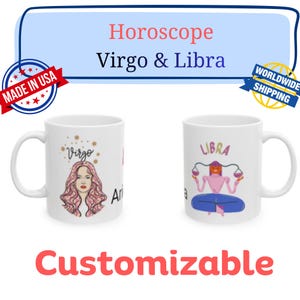 Virgo & Libra Cusp Mug, Zodiac Horoscope Coffee Cup, Custom Astrology Gift, Birthday Present for Virgo Libra