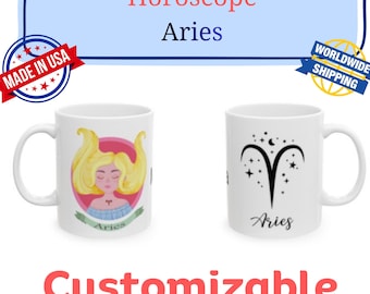Custom Aries Zodiac Mug, Horoscope Astrology Gift for Aries