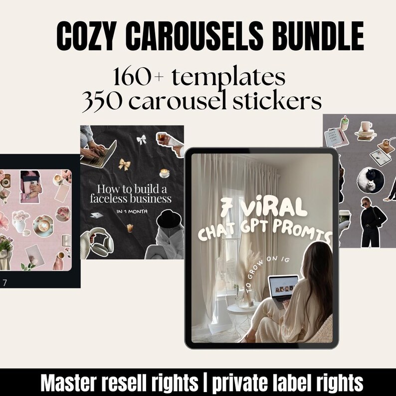 Cozy Instagram Carousel Templates | Aesthetic Canva Templates PLR and ...