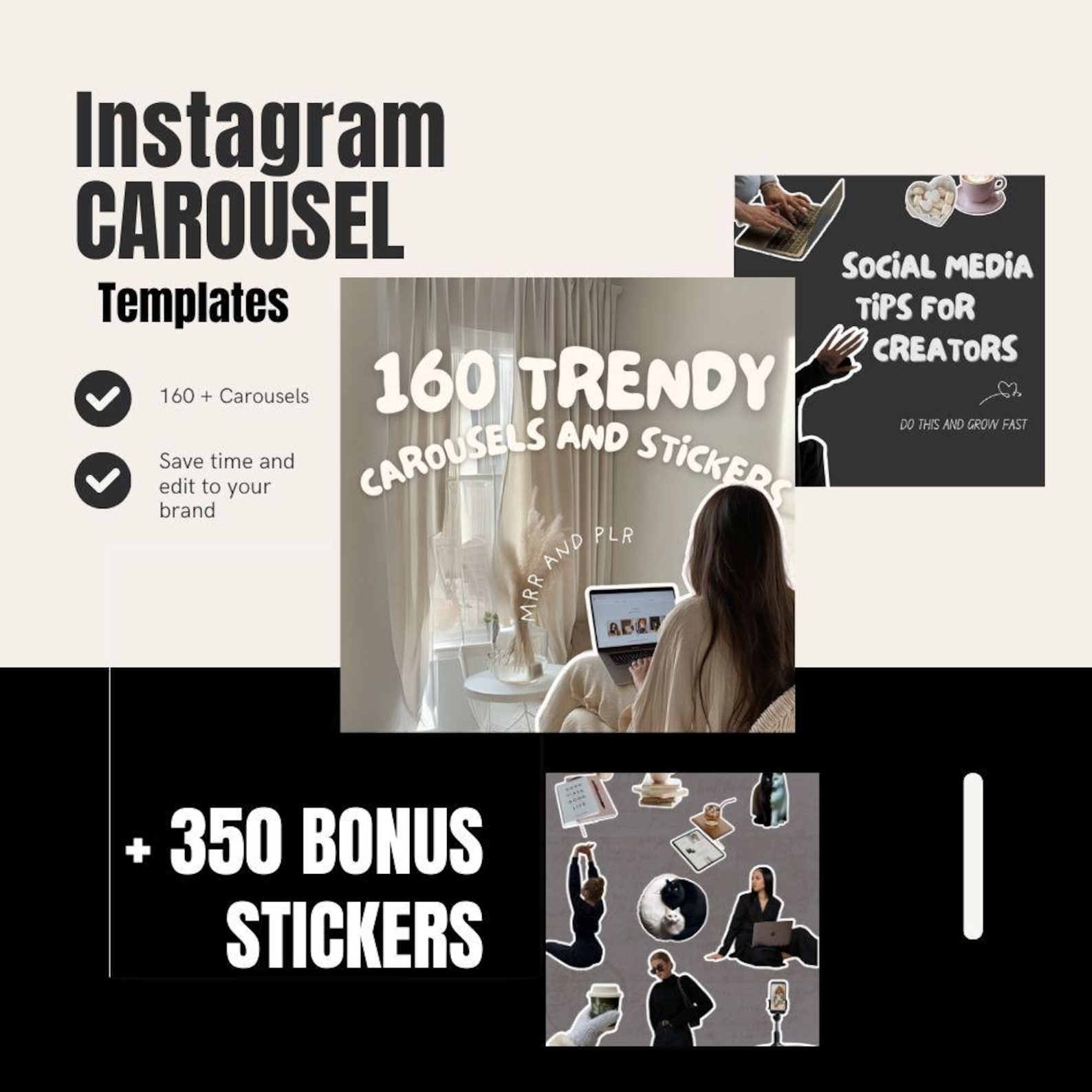 Cozy Instagram Carousel Templates | Aesthetic Canva Templates PLR and ...
